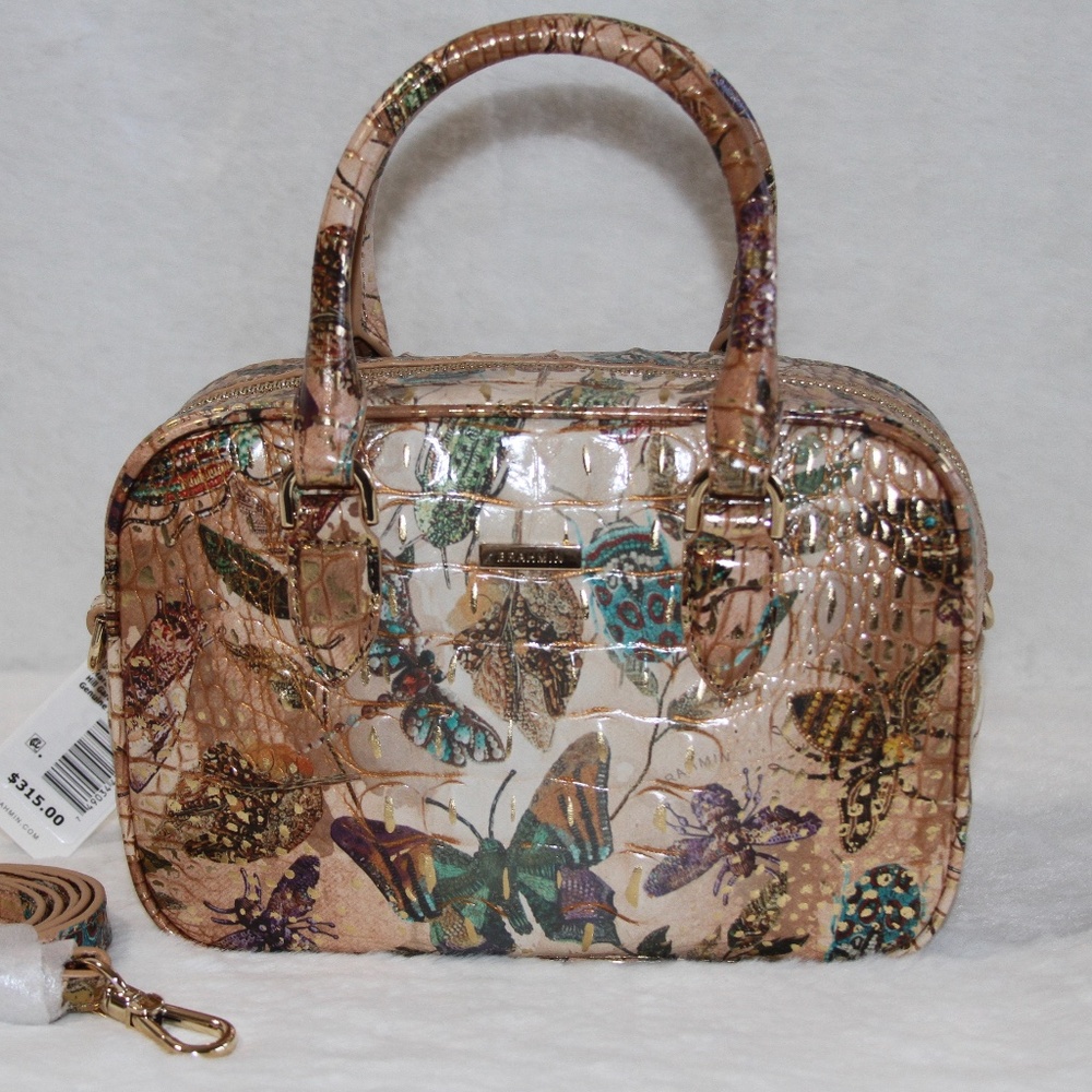 BRAHMIN Mara Satchel Crossbody Bag Butterfly Garden Melbourne Purse NWT